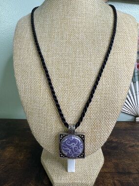 Purple Swirl Pendant on Twisted Black Cord - Magnabilities